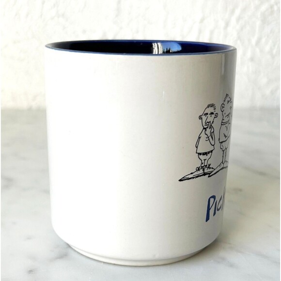 Picket Line Cartoon Pun John Lamb Artist Mug - White Purple Papel Coffee Cup - Picture 2 of 6